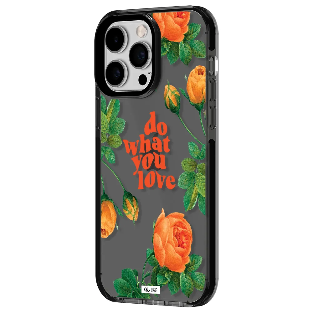 a close up of flowers Apple iPhone 14 pro max impact Smoke Black Case