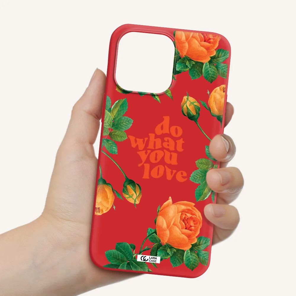 a close up of flowers Apple iPhone 14 pro max Silicone Imperial Red Case