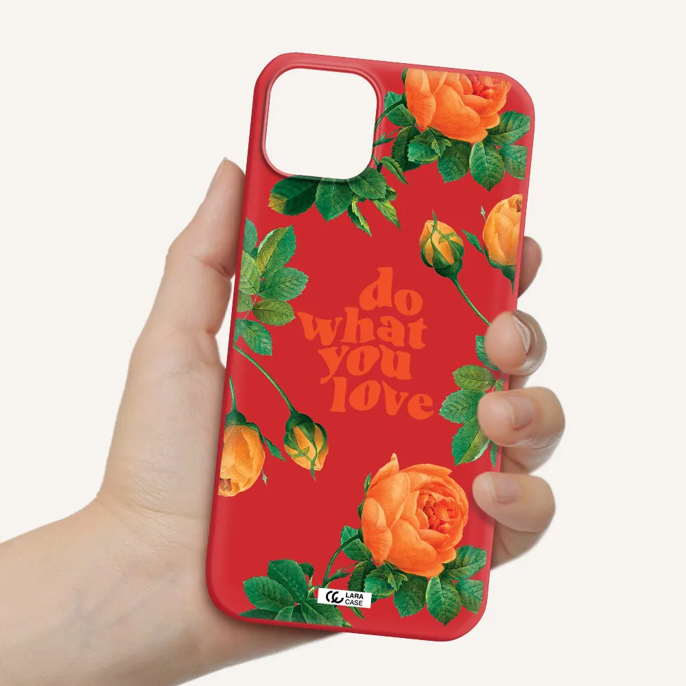 a close up of flowers Apple iPhone 14 Silicone Imperial Red Case