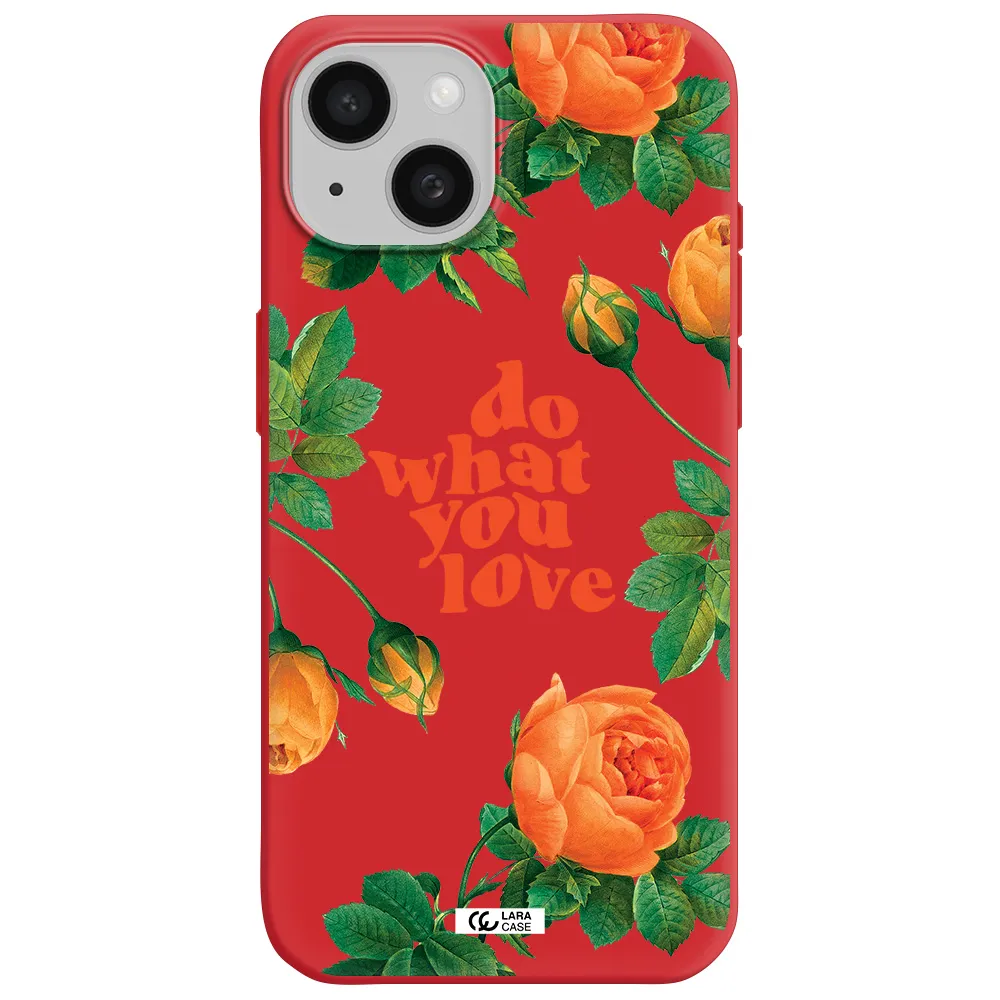 A Close Up Of Flowers Apple Iphone 15 Silicone Imperial Red Case