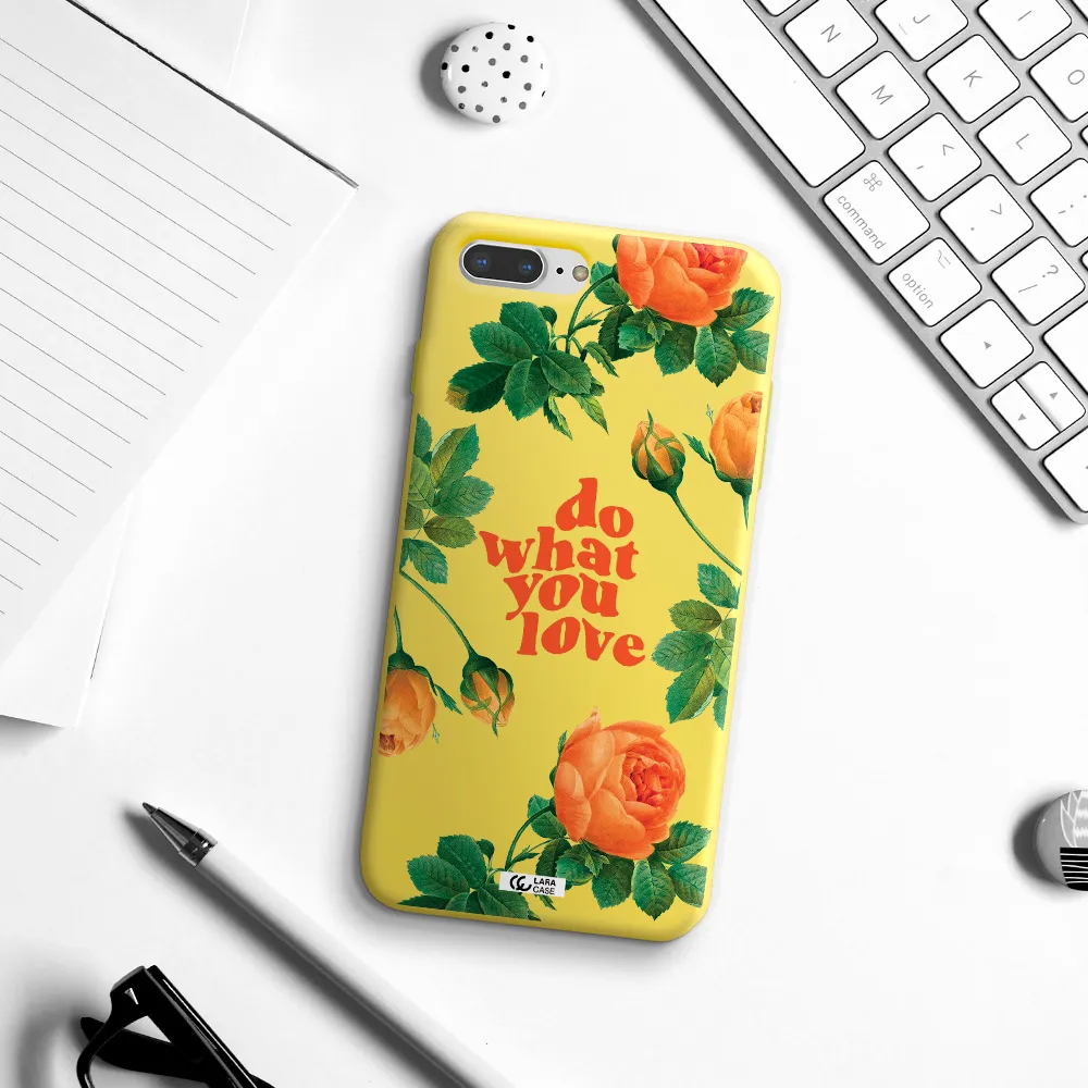 a close up of flowers Apple iPhone 8 plus Silicone canary yellow Case
