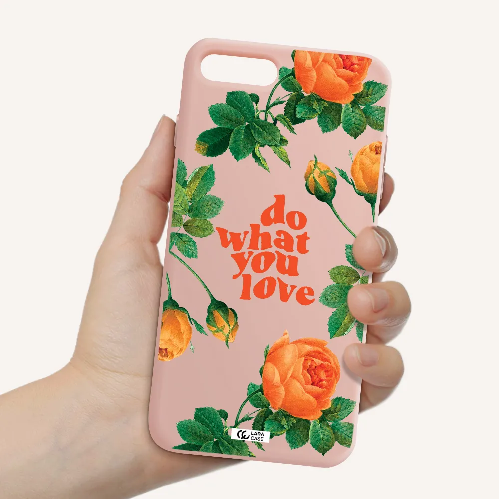 a close up of flowers Apple iPhone 8 plus Silicone pastel pink Case