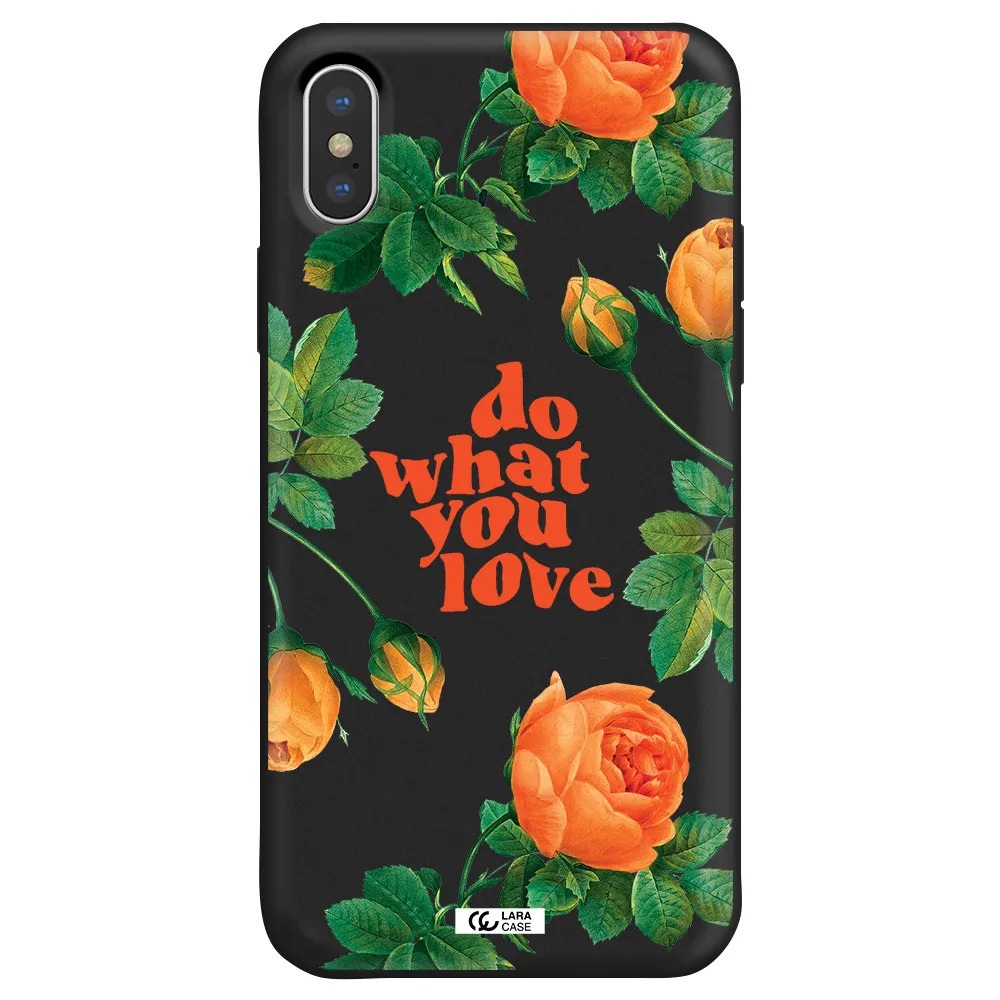a close up of flowers Apple iPhone X Silicone black Case