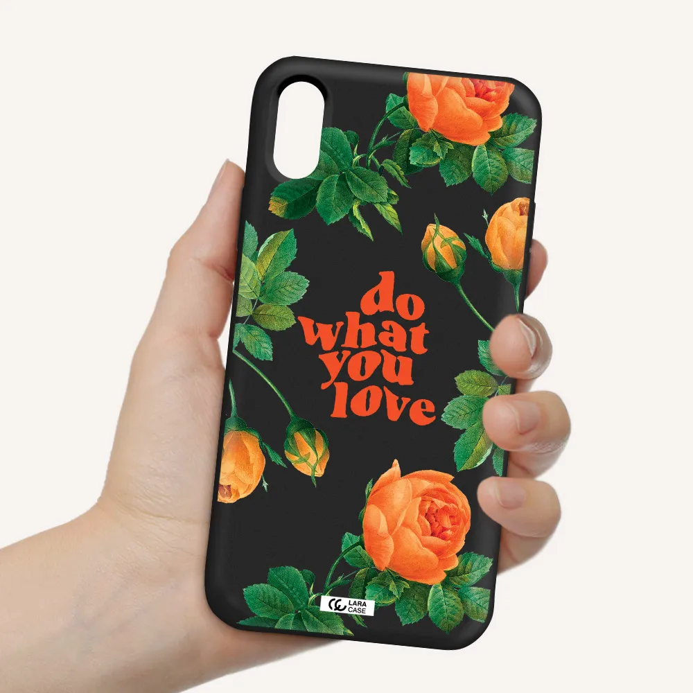 a close up of flowers Apple iPhone X Silicone black Case