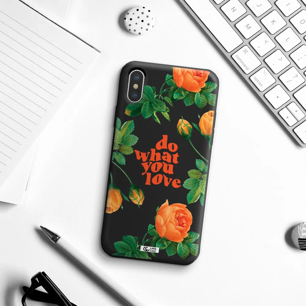 a close up of flowers Apple iPhone X Silicone black Case