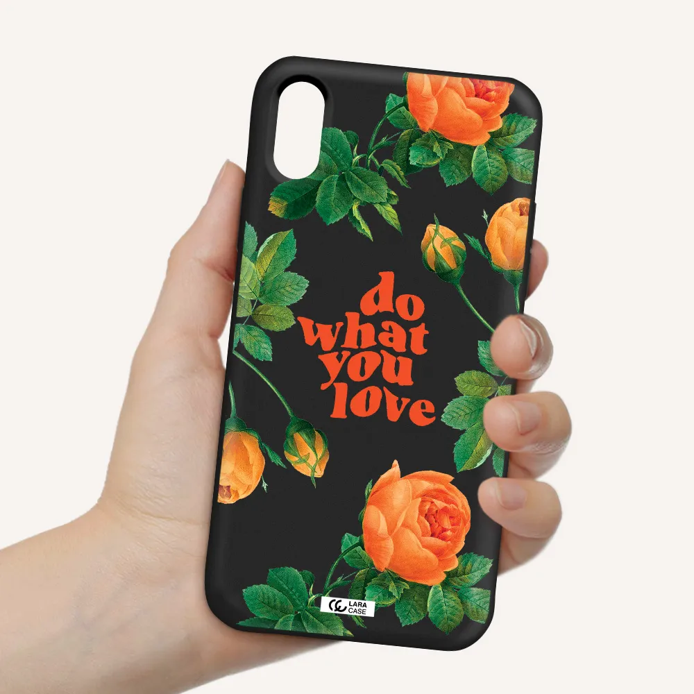 a close up of flowers Apple iPhone XS Silicone black Case