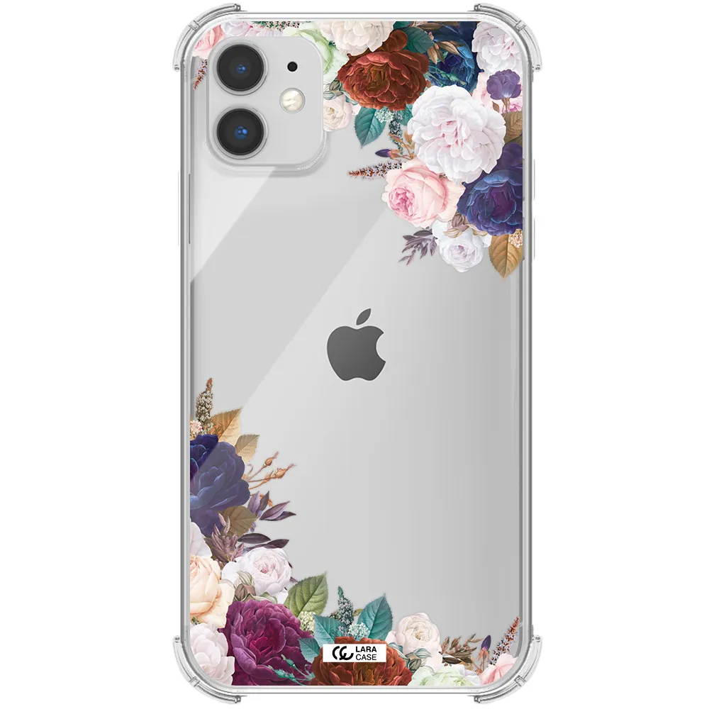 a corner of flowers with leaves Apple iPhone 11 Clear PC Case