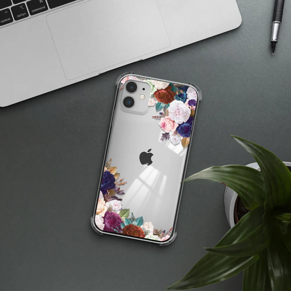 a corner of flowers with leaves Apple iPhone 11 Clear PC Case
