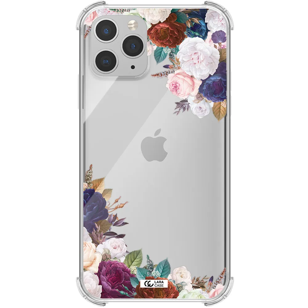 a corner of flowers with leaves Apple iPhone 11 pro Clear PC Case