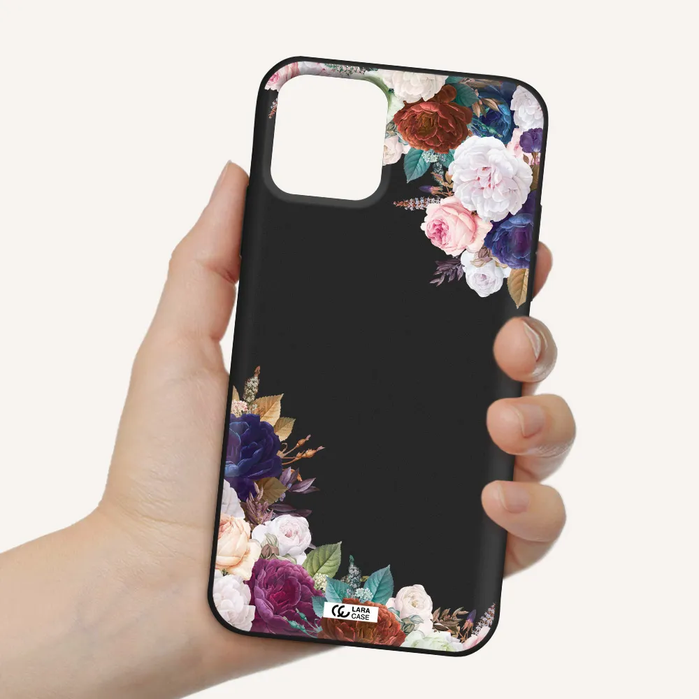 a corner of flowers with leaves Apple iPhone 11 pro Silicone black Case