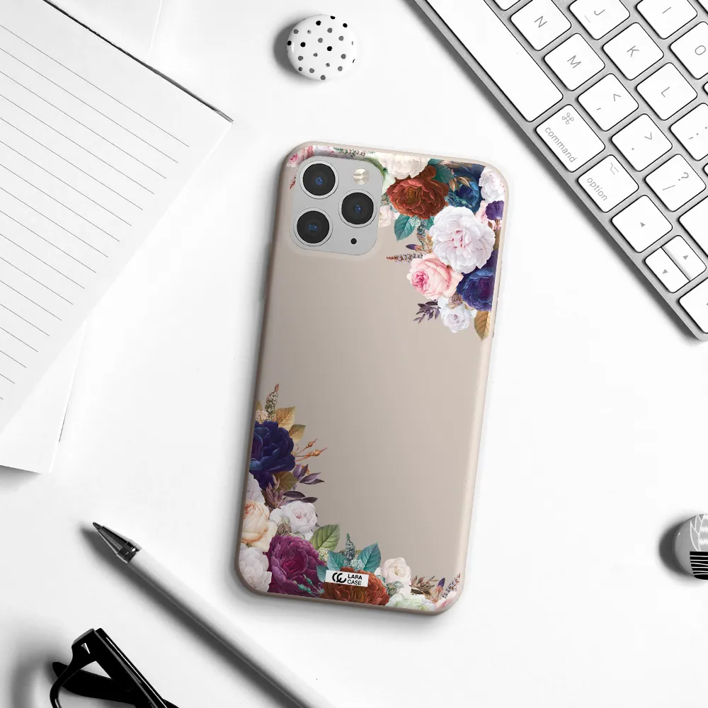 a corner of flowers with leaves Apple iPhone 11 pro Silicone Stone Case