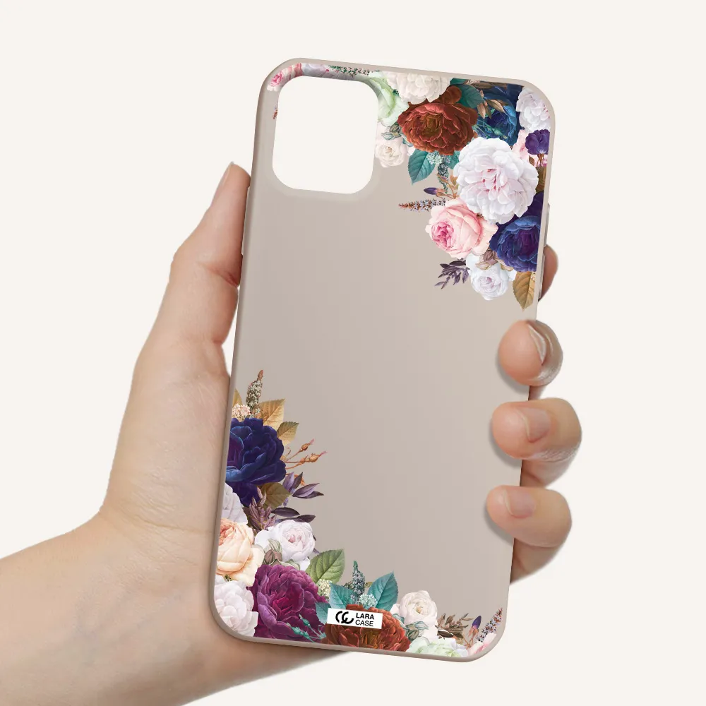 a corner of flowers with leaves Apple iPhone 11 Silicone Stone Case
