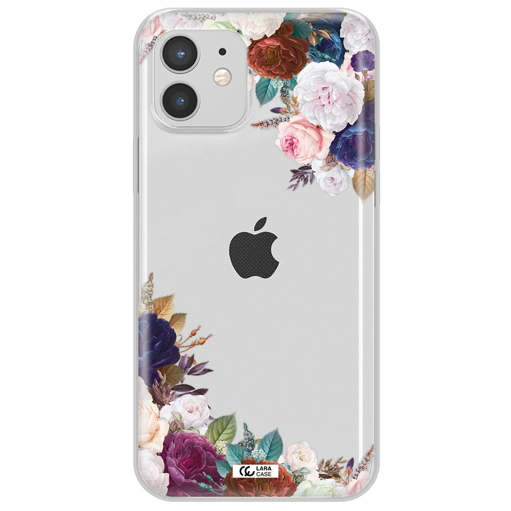 a corner of flowers with leaves Apple iPhone 12 mini Clear TPU Case