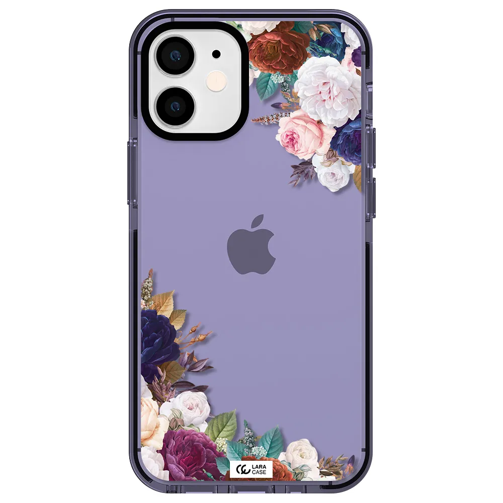 a corner of flowers with leaves Apple iPhone 12 mini impact Lilac Case