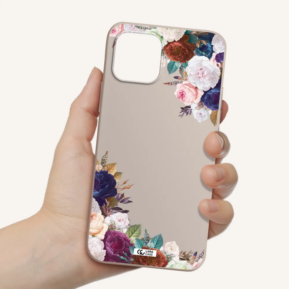 a corner of flowers with leaves Apple iPhone 12 mini Silicone Stone Case