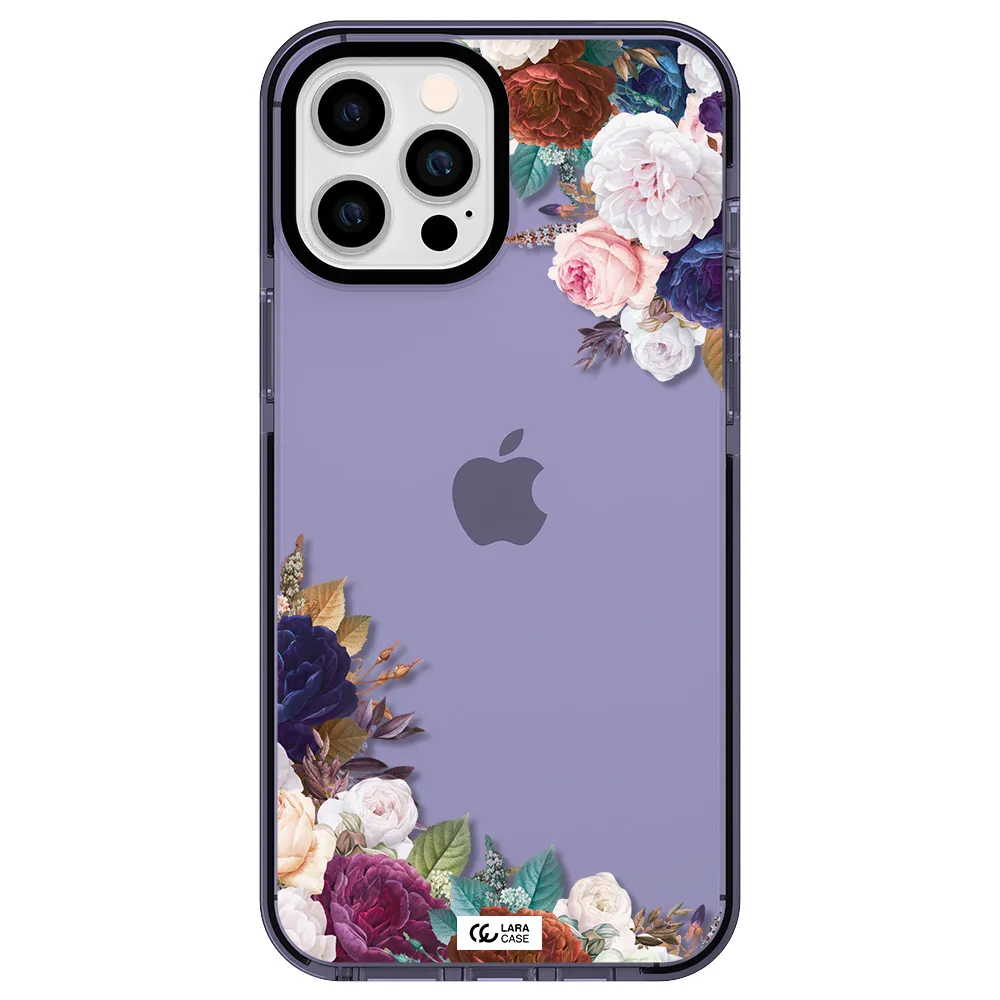 a corner of flowers with leaves Apple iPhone 12 pro max impact Lilac Case