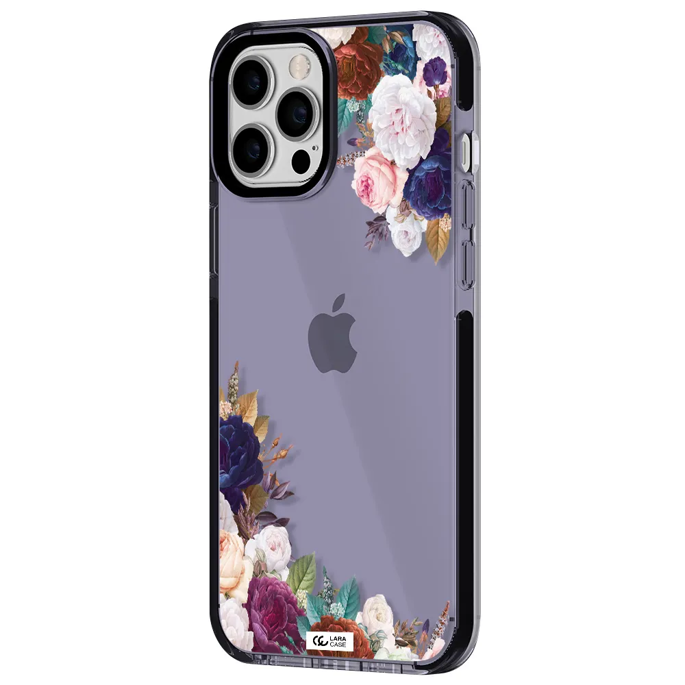 a corner of flowers with leaves Apple iPhone 12 pro max impact Lilac Case