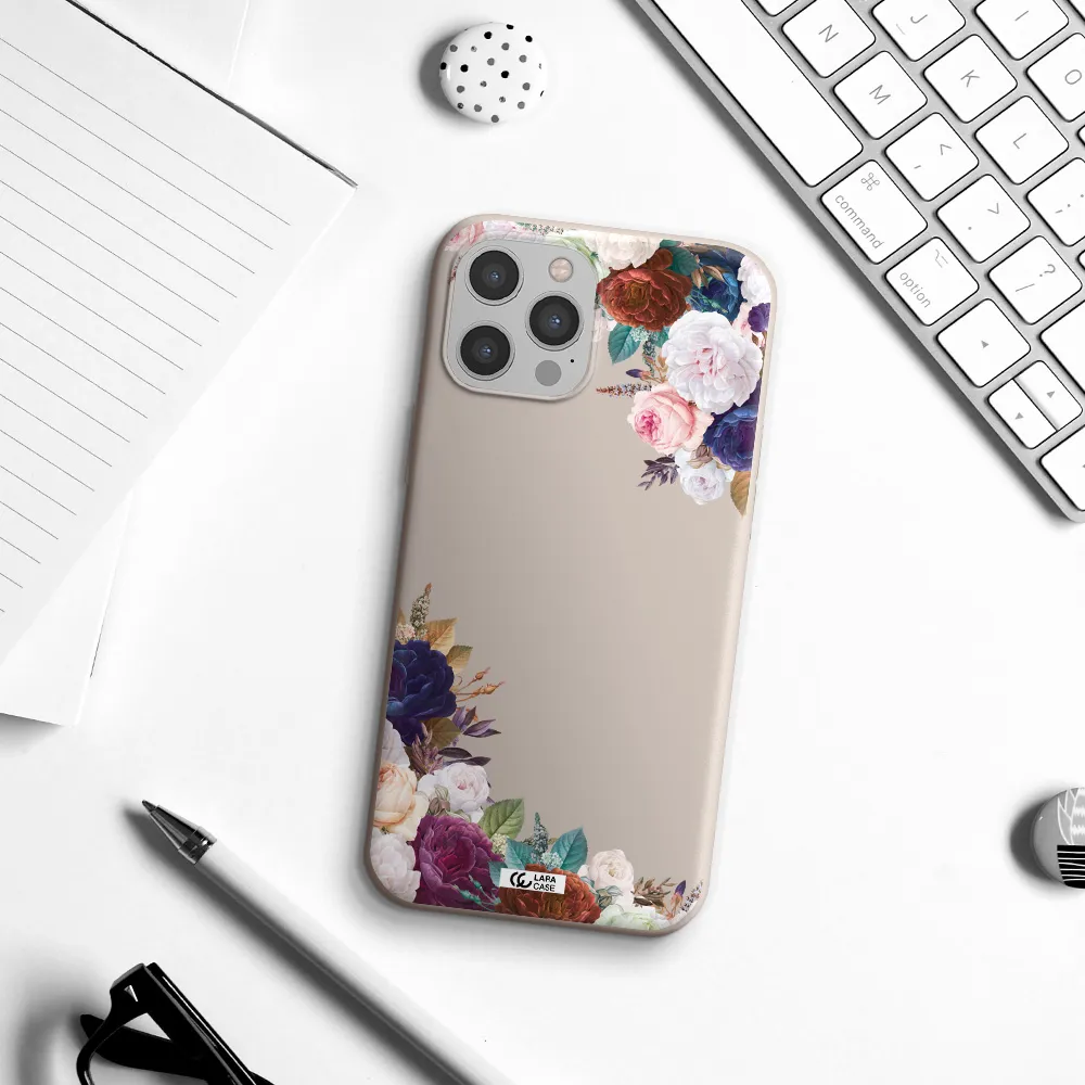 a corner of flowers with leaves Apple iPhone 12 pro max Silicone Stone Case