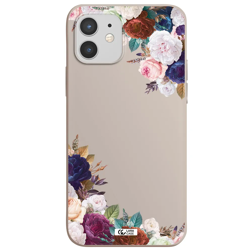 a corner of flowers with leaves Apple iPhone 12 Silicone Stone Case
