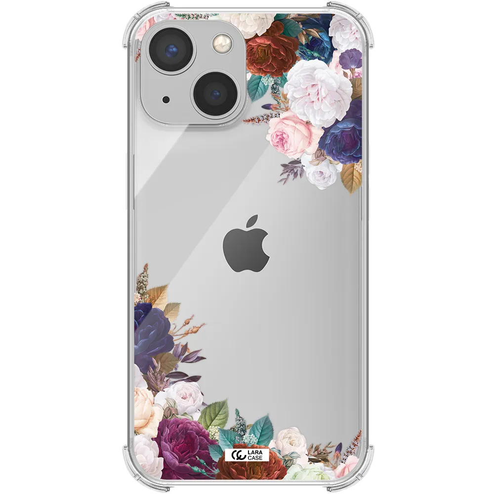 a corner of flowers with leaves Apple iPhone 13 mini Clear PC Case