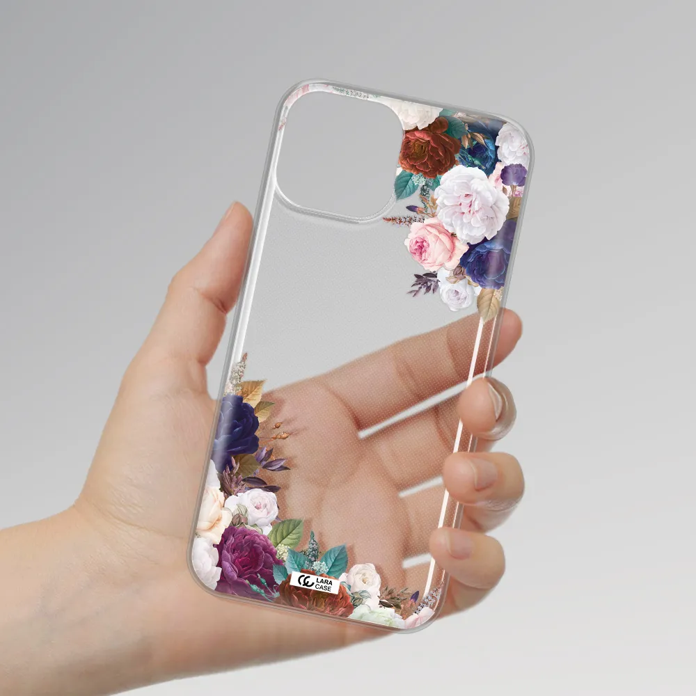 a corner of flowers with leaves Apple iPhone 13 mini Clear TPU Case