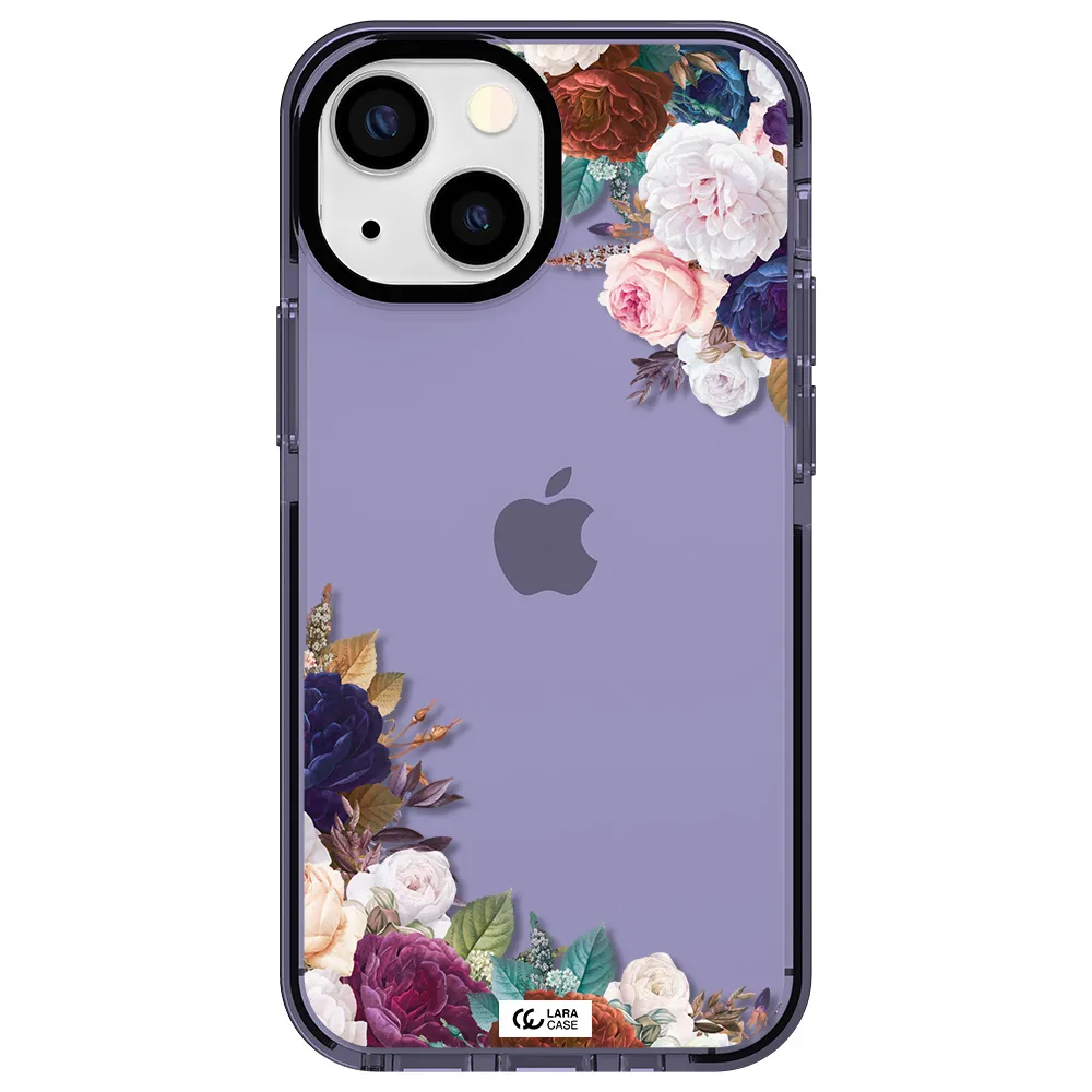 a corner of flowers with leaves Apple iPhone 13 mini impact Lilac Case