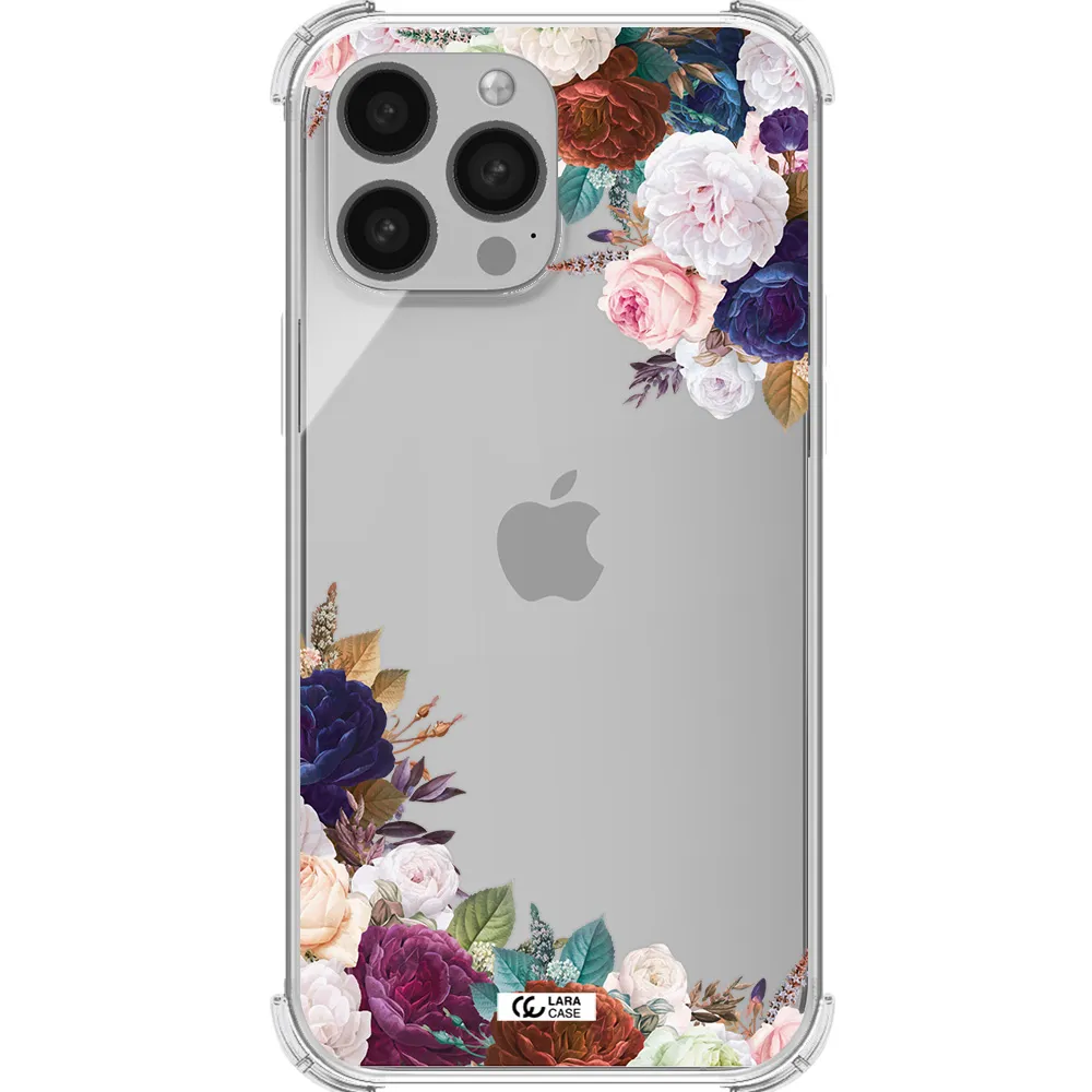 a corner of flowers with leaves Apple iPhone 13 Pro Clear PC Case