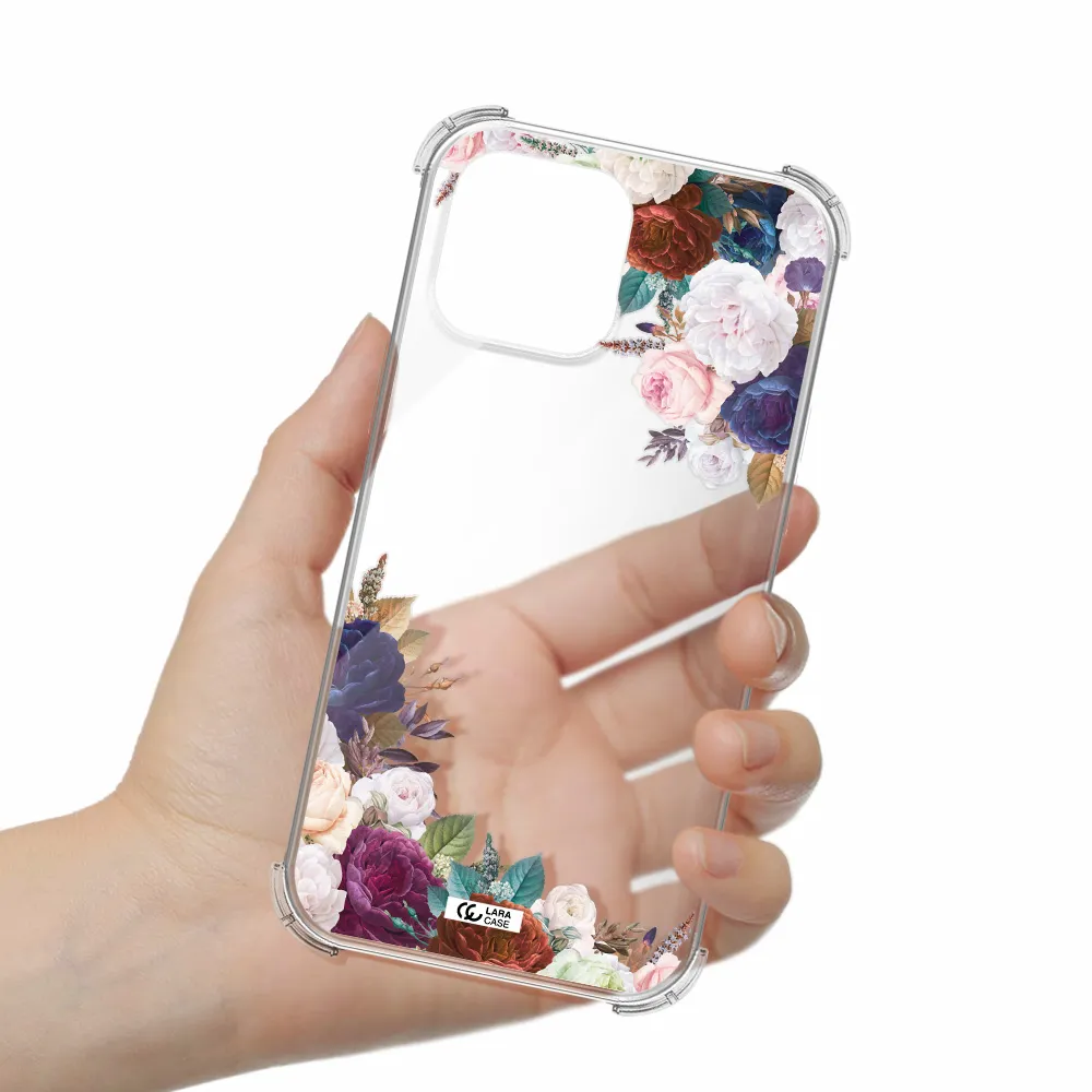a corner of flowers with leaves Apple iPhone 13 Pro Clear PC Case
