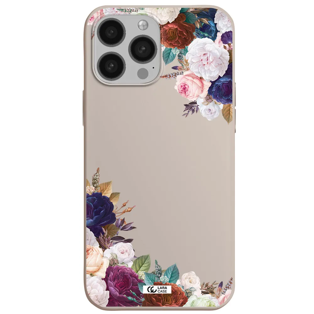 a corner of flowers with leaves Apple iPhone 13 Pro Max Silicone Stone Case