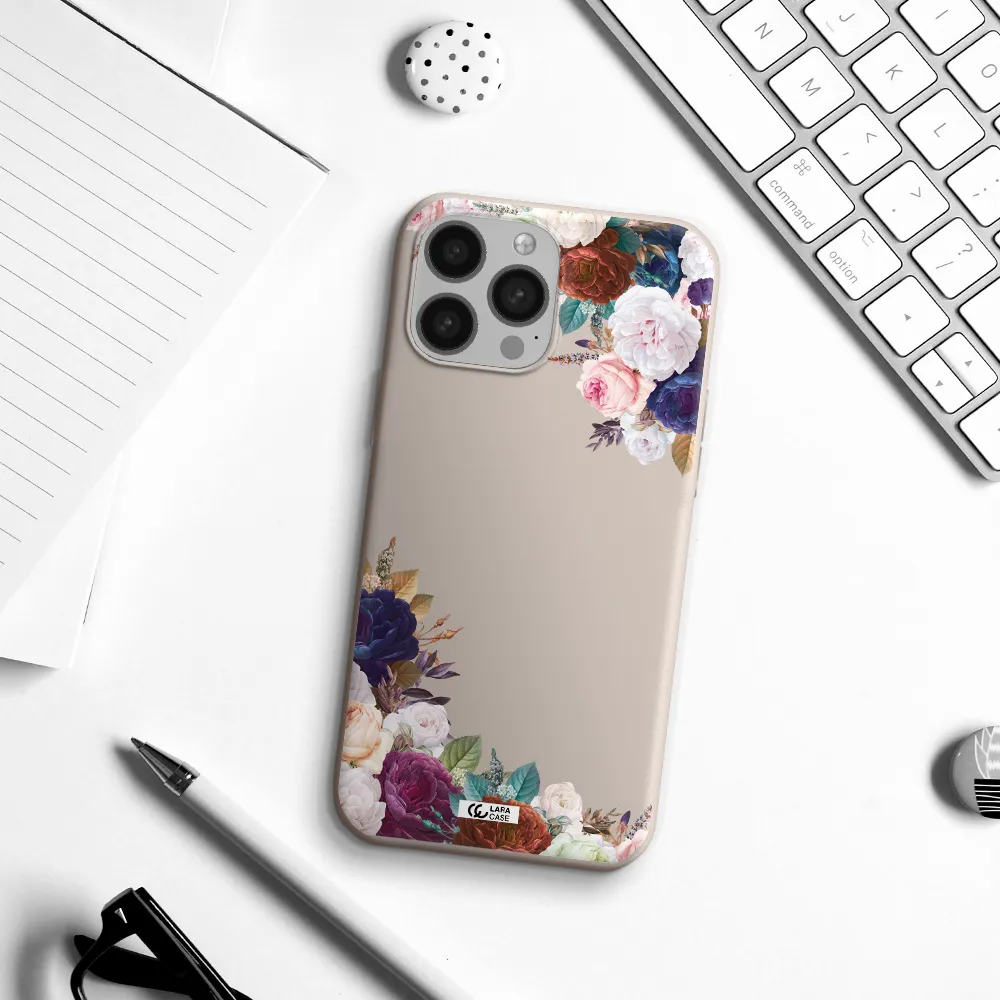 a corner of flowers with leaves Apple iPhone 13 Pro Max Silicone Stone Case