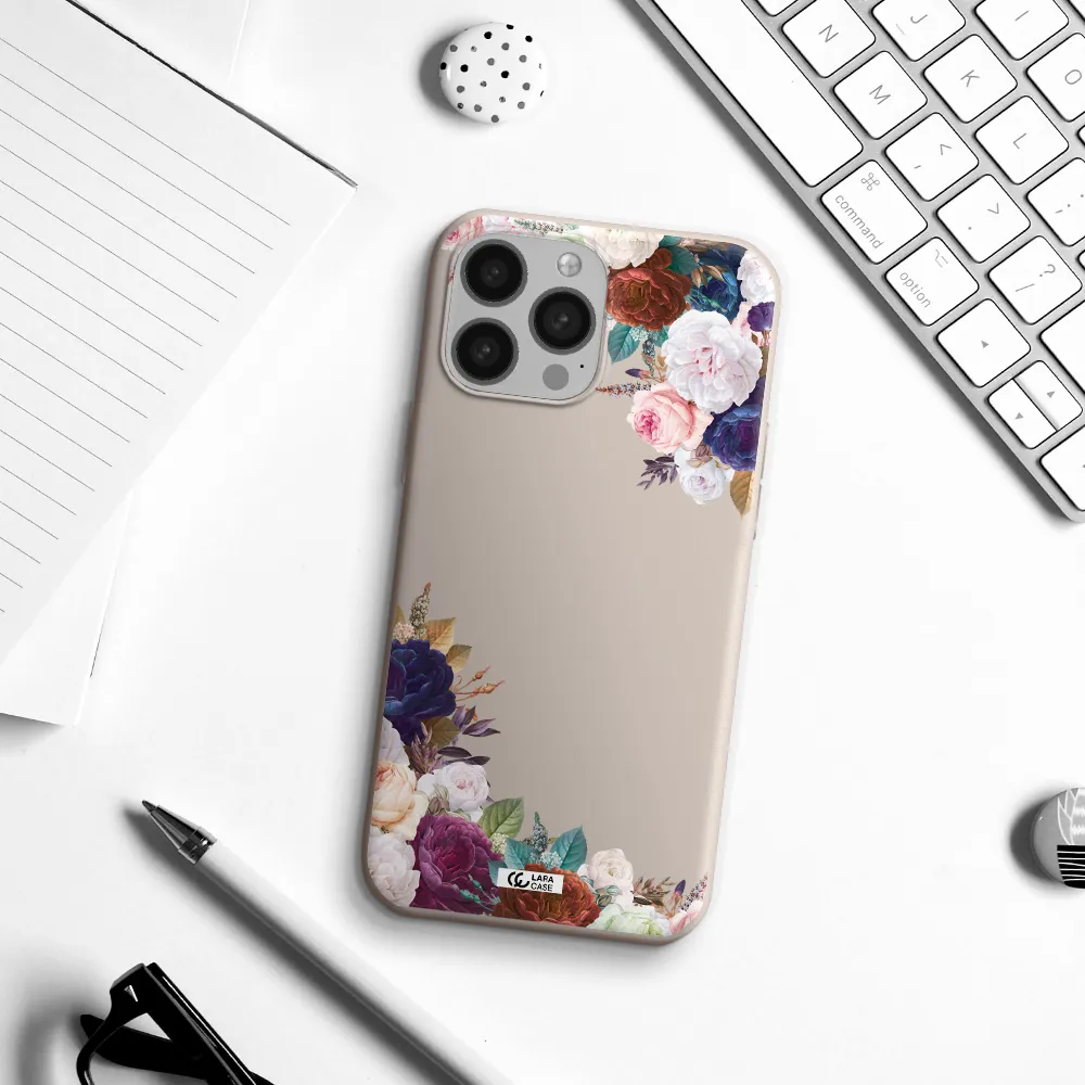 a corner of flowers with leaves Apple iPhone 13 Pro Silicone Stone Case