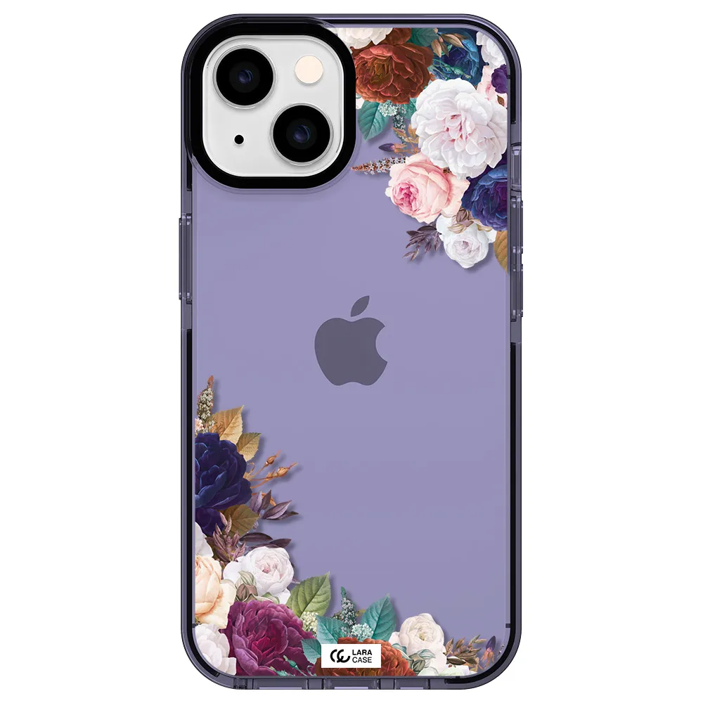 a corner of flowers with leaves Apple iPhone 14 impact Lilac Case