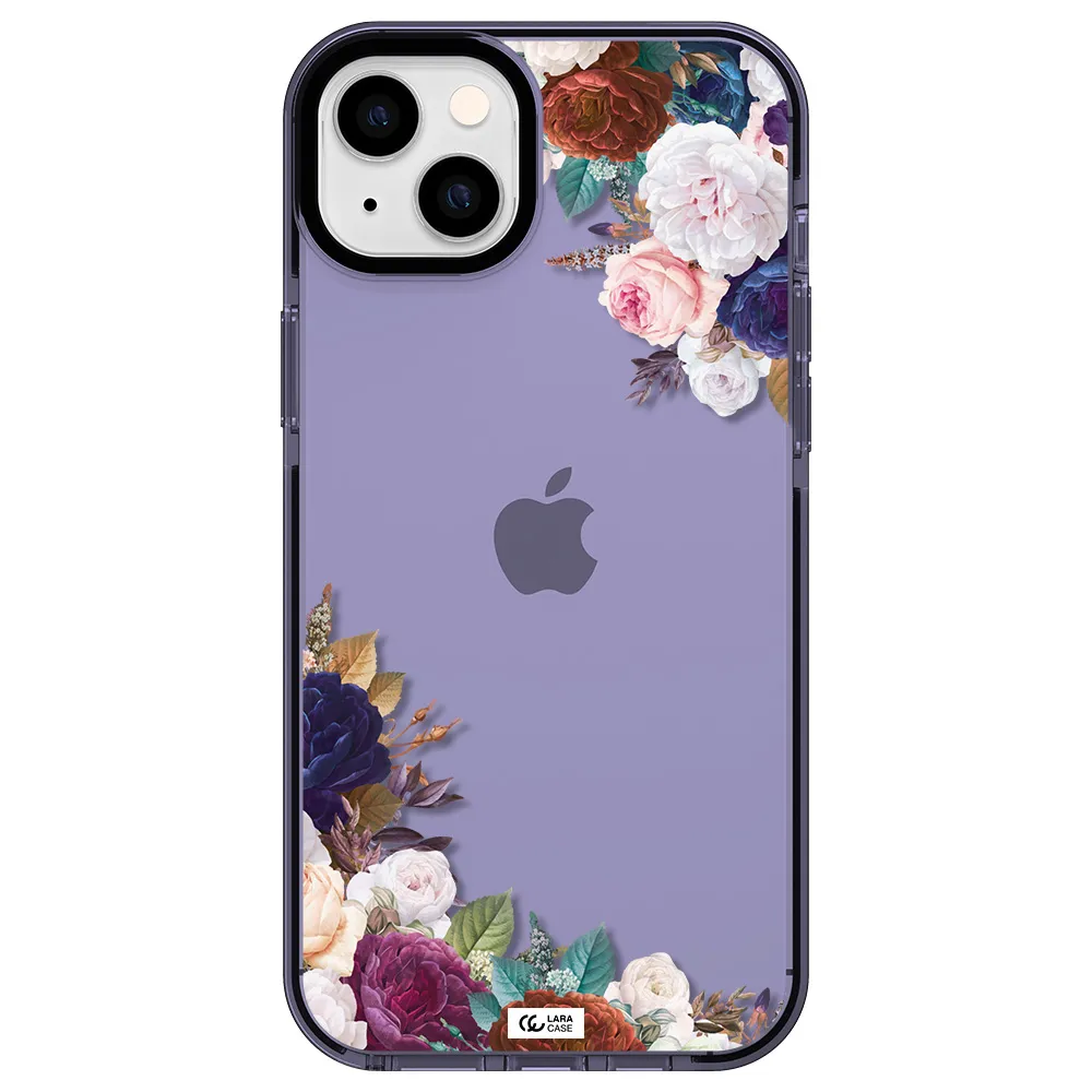 a corner of flowers with leaves Apple iPhone 14 plus impact Lilac Case