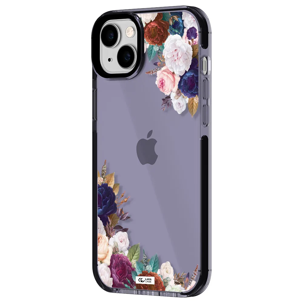 a corner of flowers with leaves Apple iPhone 14 plus impact Lilac Case