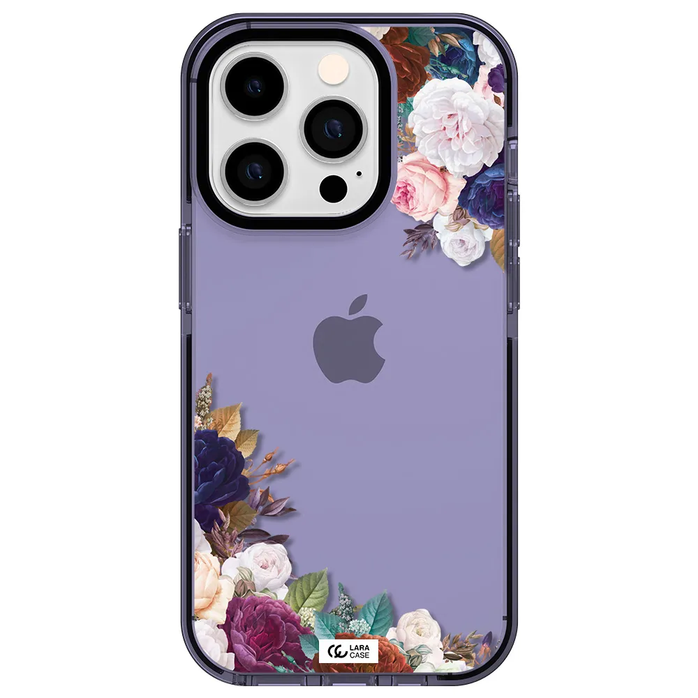 a corner of flowers with leaves Apple iPhone 14 pro impact Lilac Case