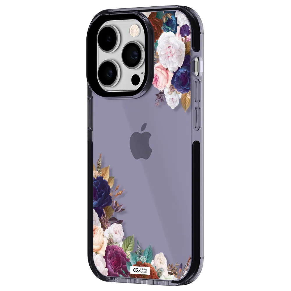 a corner of flowers with leaves Apple iPhone 14 pro impact Lilac Case
