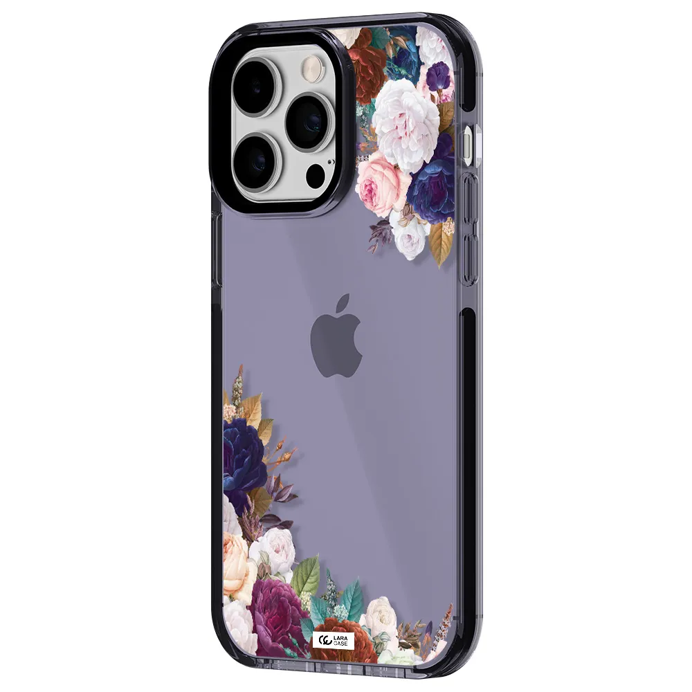 a corner of flowers with leaves Apple iPhone 14 pro max impact Lilac Case
