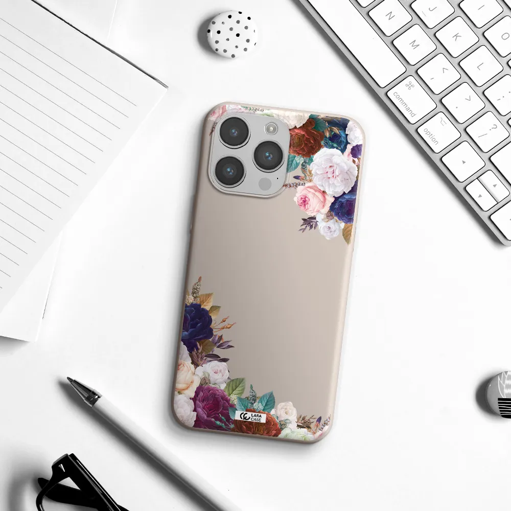 a corner of flowers with leaves Apple iPhone 14 pro max Silicone Stone Case