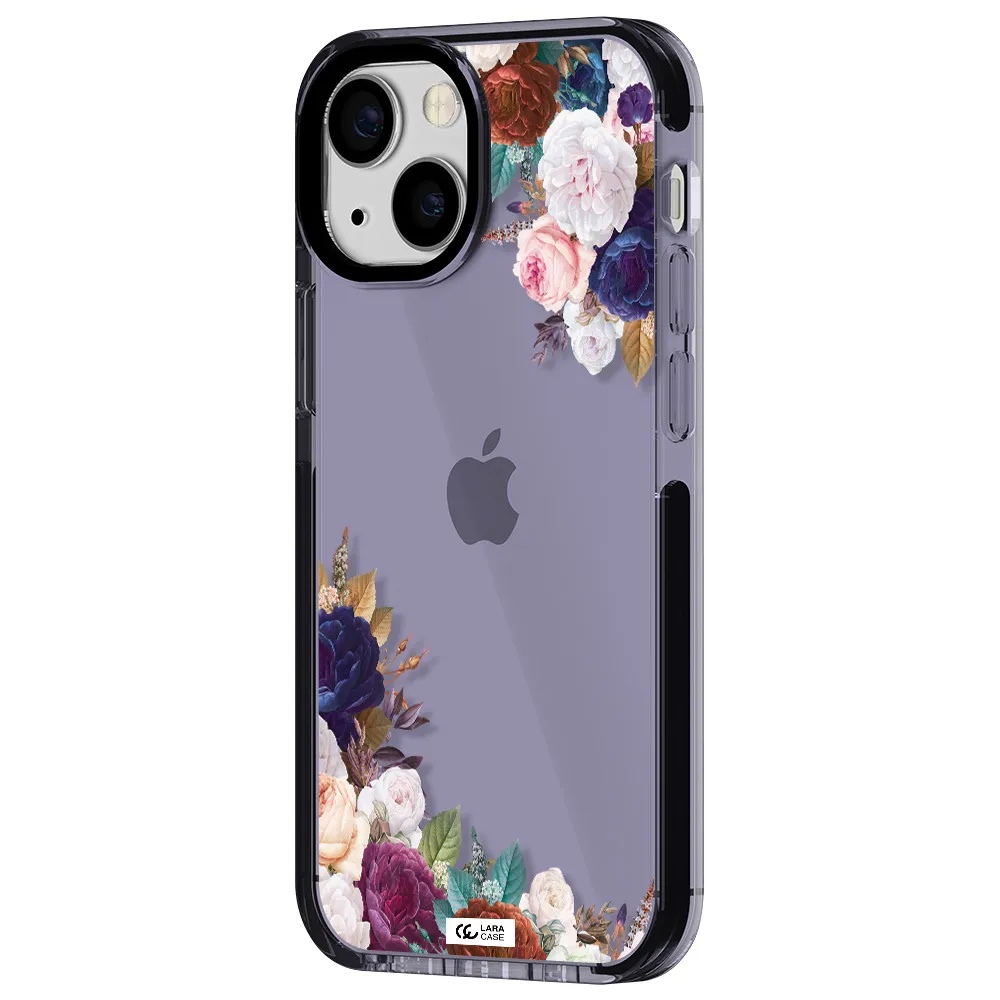 a corner of flowers with leaves Apple iPhone 15 impact Lilac Case