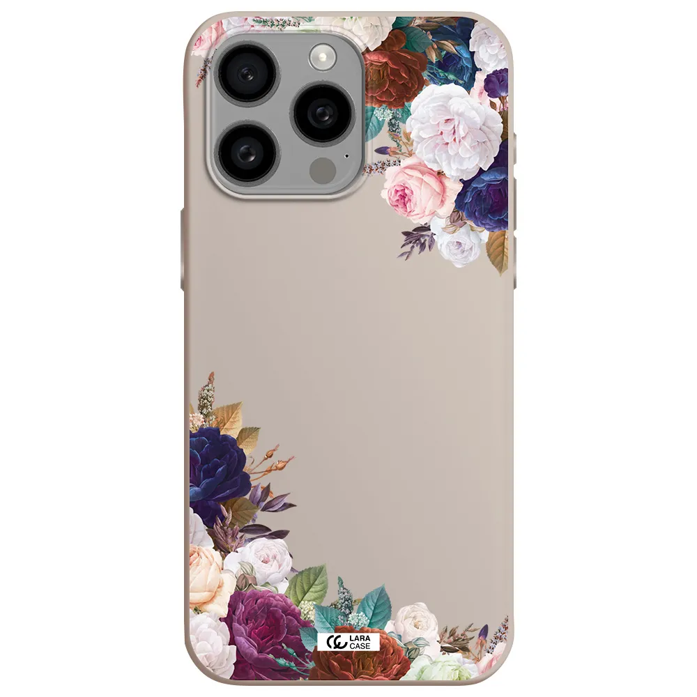 a corner of flowers with leaves Apple Iphone 15 Pro max Silicone Stone Case