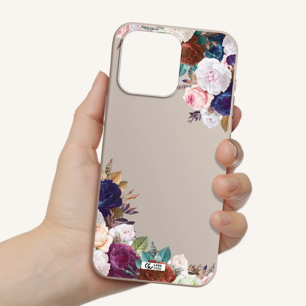 a corner of flowers with leaves Apple Iphone 15 Pro max Silicone Stone Case