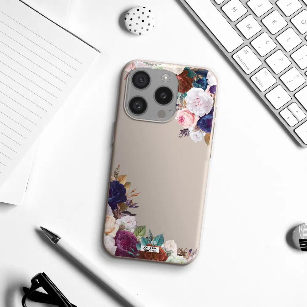 A Corner Of Flowers With Leaves Apple Iphone 15 Pro Silicone Stone Case