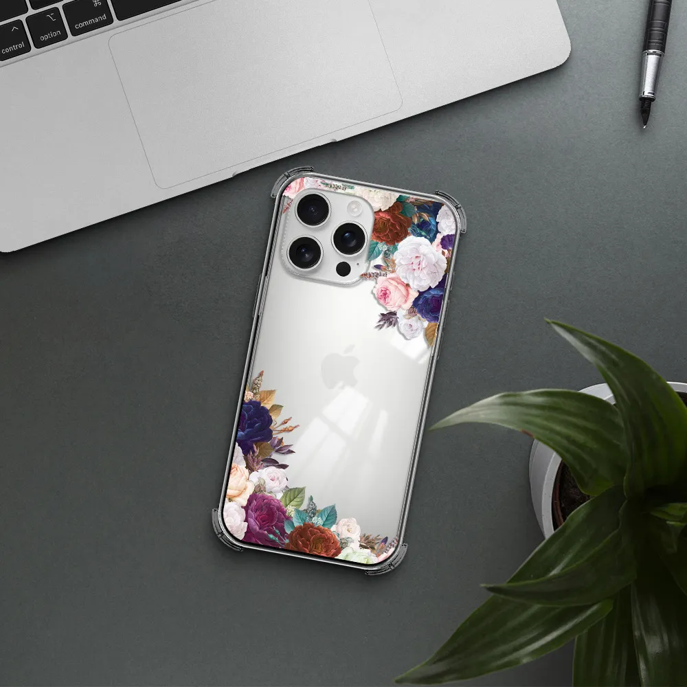 A Corner Of Flowers With Leaves Apple Iphone 16 Pro Max Clear Pc Case