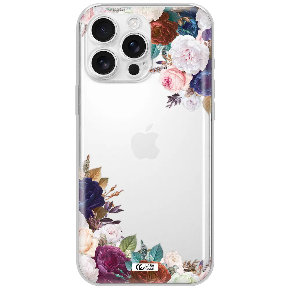 A Corner Of Flowers With Leaves Apple Iphone 16 Pro Max Clear Tpu Case
