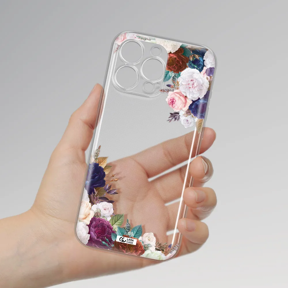 A Corner Of Flowers With Leaves Apple Iphone 16 Pro Max Clear Tpu Case