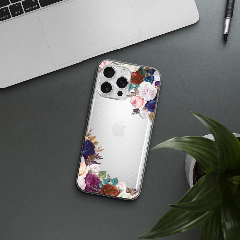 A Corner Of Flowers With Leaves Apple Iphone 16 Pro Max Clear Tpu Case