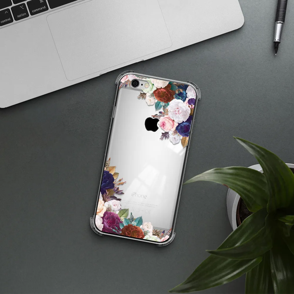 a corner of flowers with leaves Apple iPhone 6 Clear PC Case