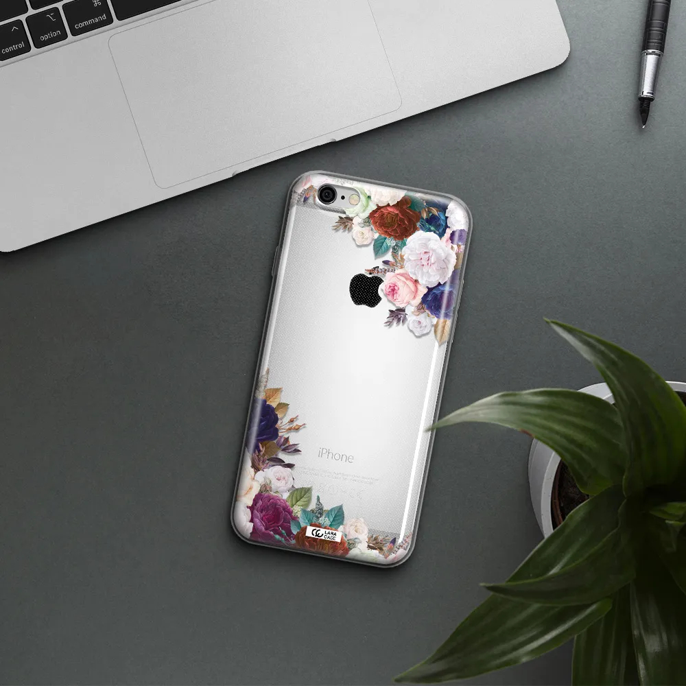 a corner of flowers with leaves Apple iPhone 6 plus Clear TPU Case
