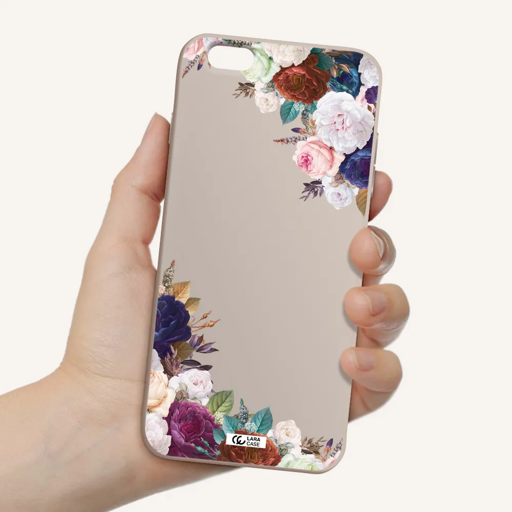 a corner of flowers with leaves Apple iPhone 6 plus Silicone Stone Case