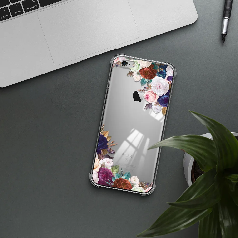 a corner of flowers with leaves Apple iPhone 6 s plus Clear PC Case
